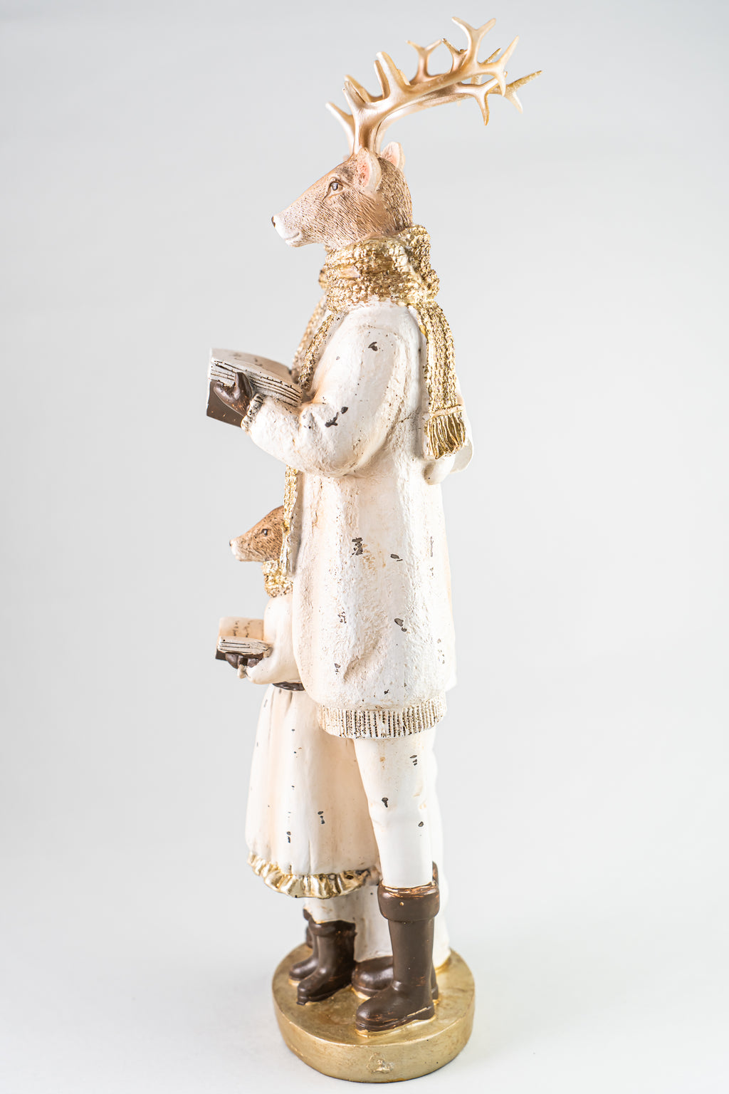 Xmas White Resin Deer Family Choir