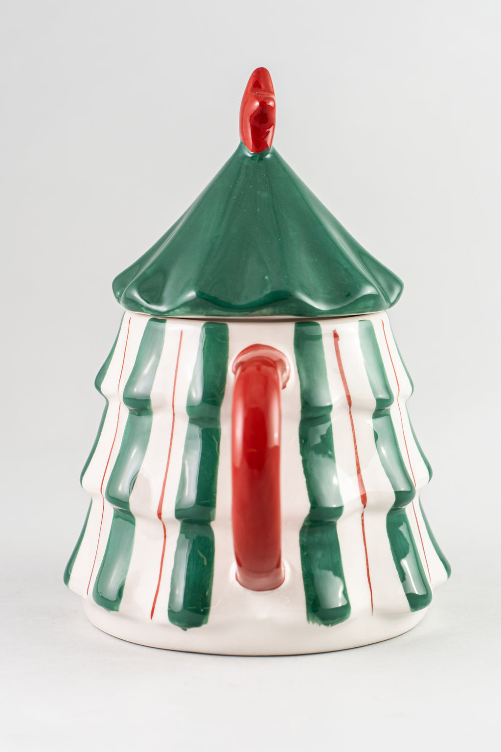 Xmas Green/Red With Stripes Mug With Lid Tree Design