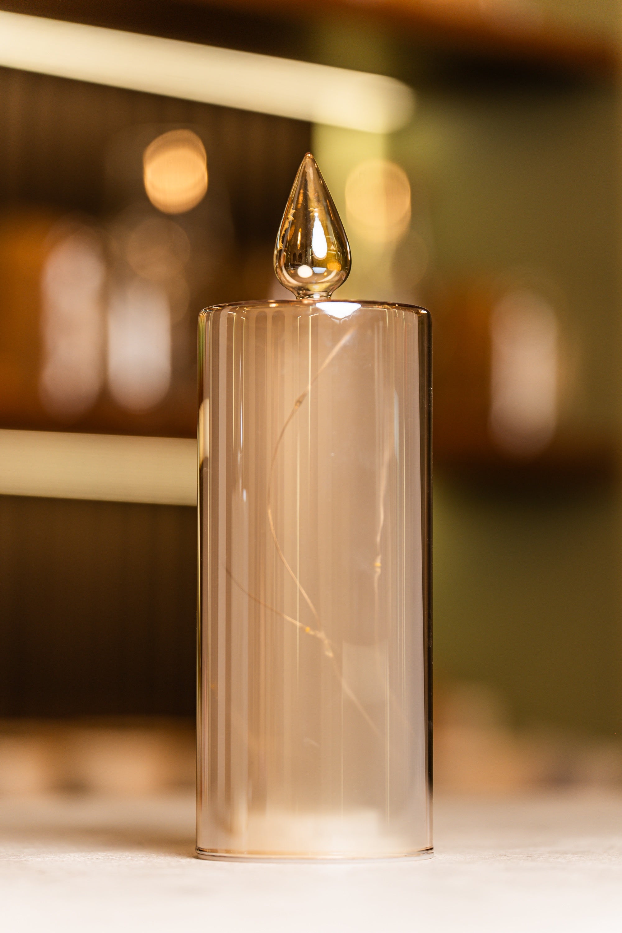 Xmas Glass Amber Luster Color Led Candle.