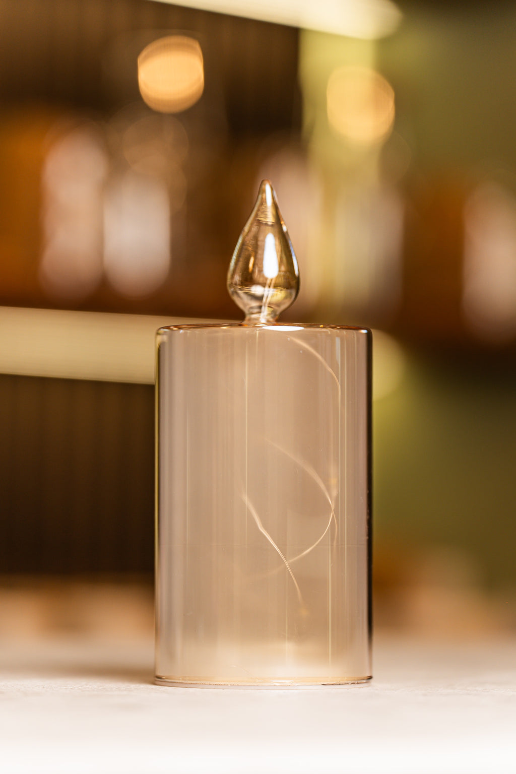 Xmas Glass Amber Luster Color Led Candle