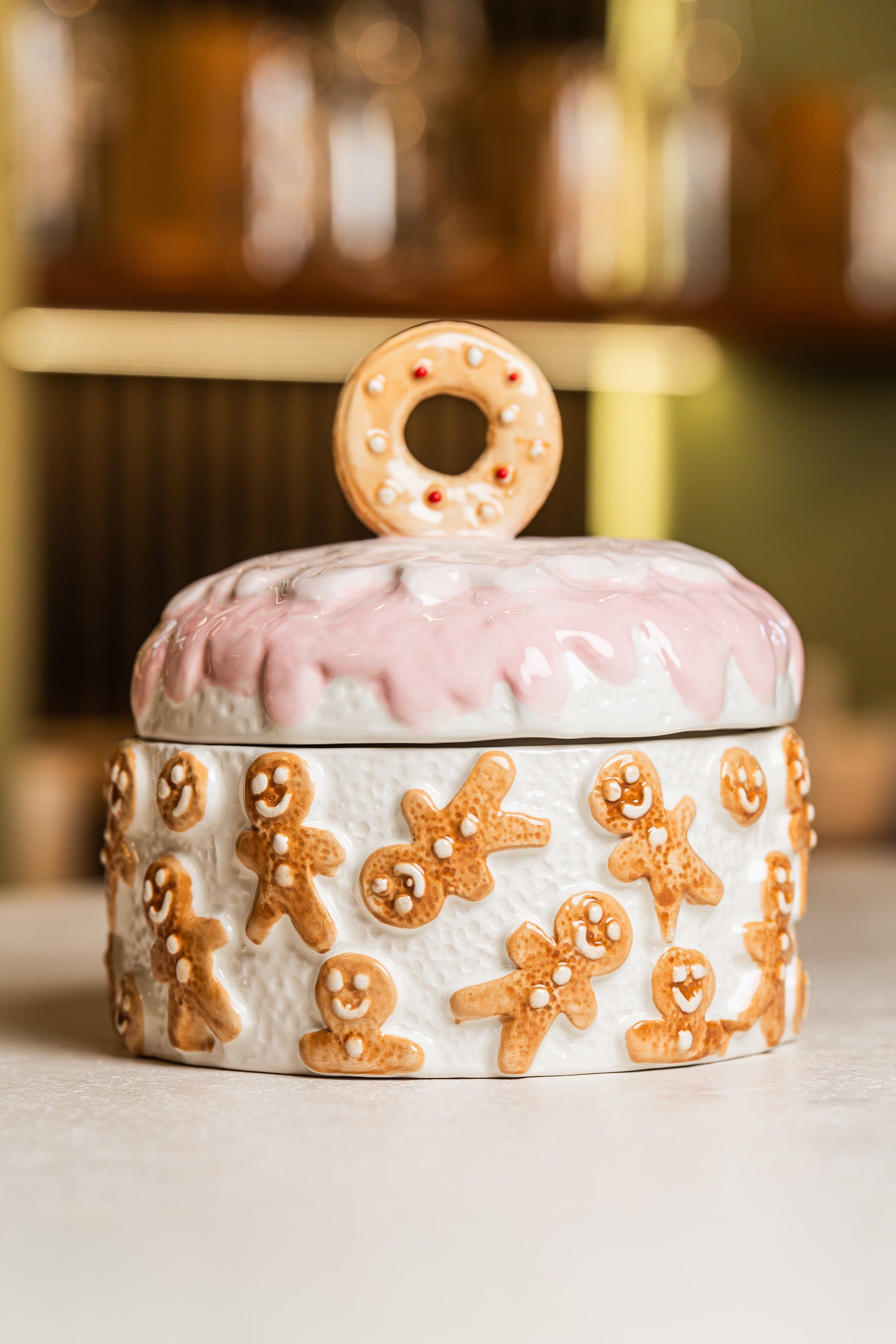 Gingerbread Ceramic Cookie Jar With Lid