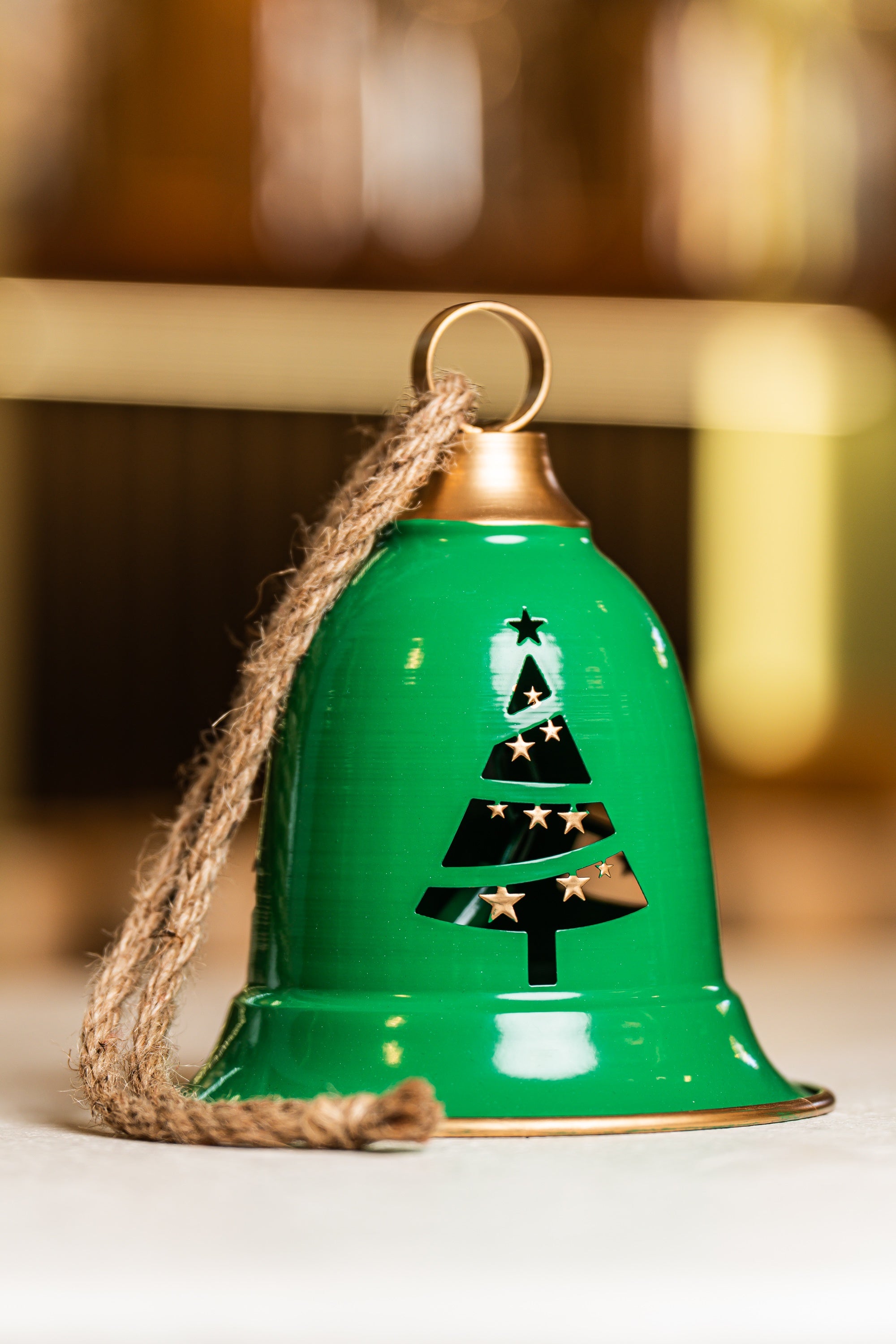 Xmas Green Metal Hanging Jingle Bell