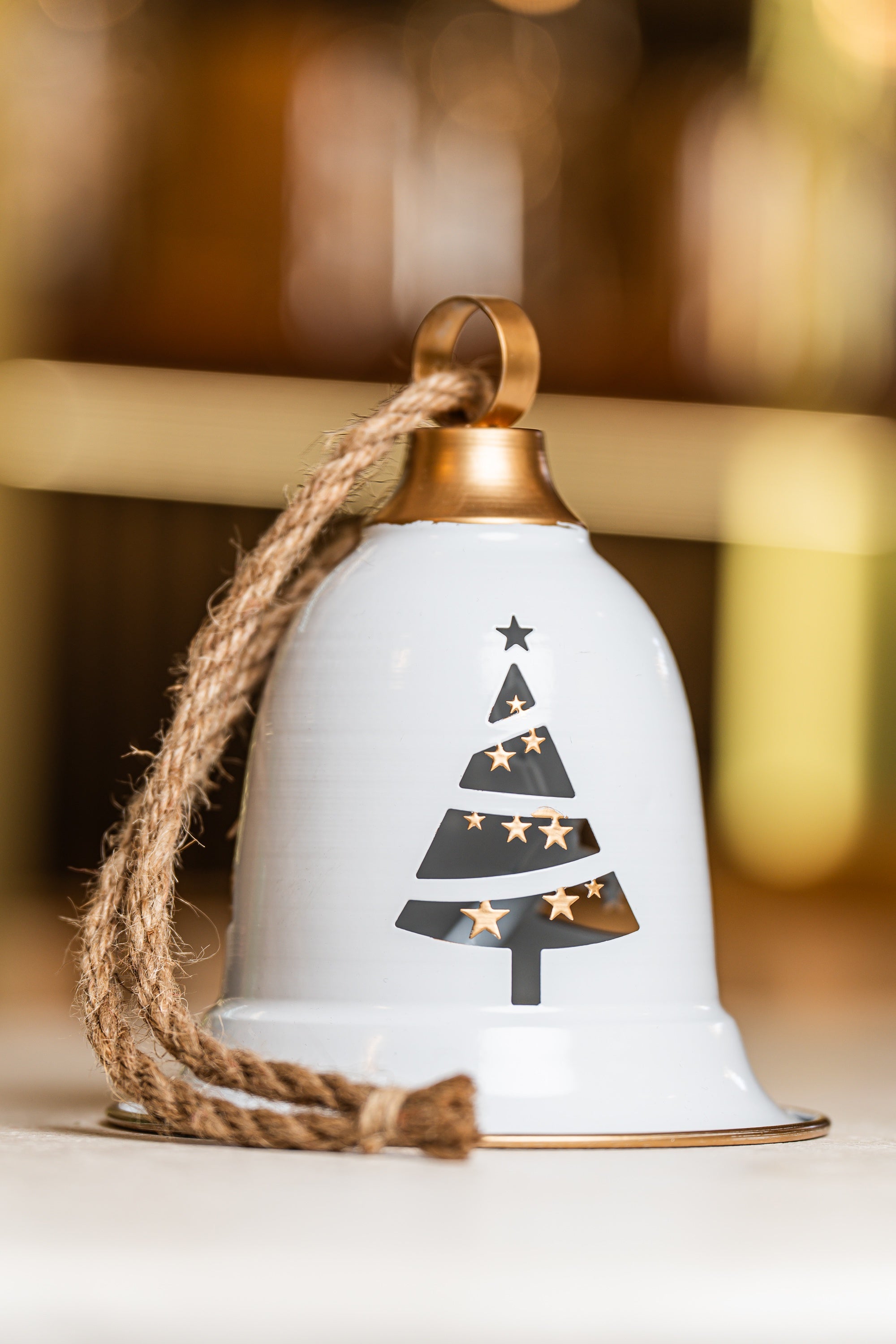 Xmas White  Metal Hanging Jingle Bell 15x15x17cm