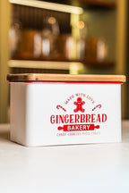 White Metal Cookie Jar With Wood Lid