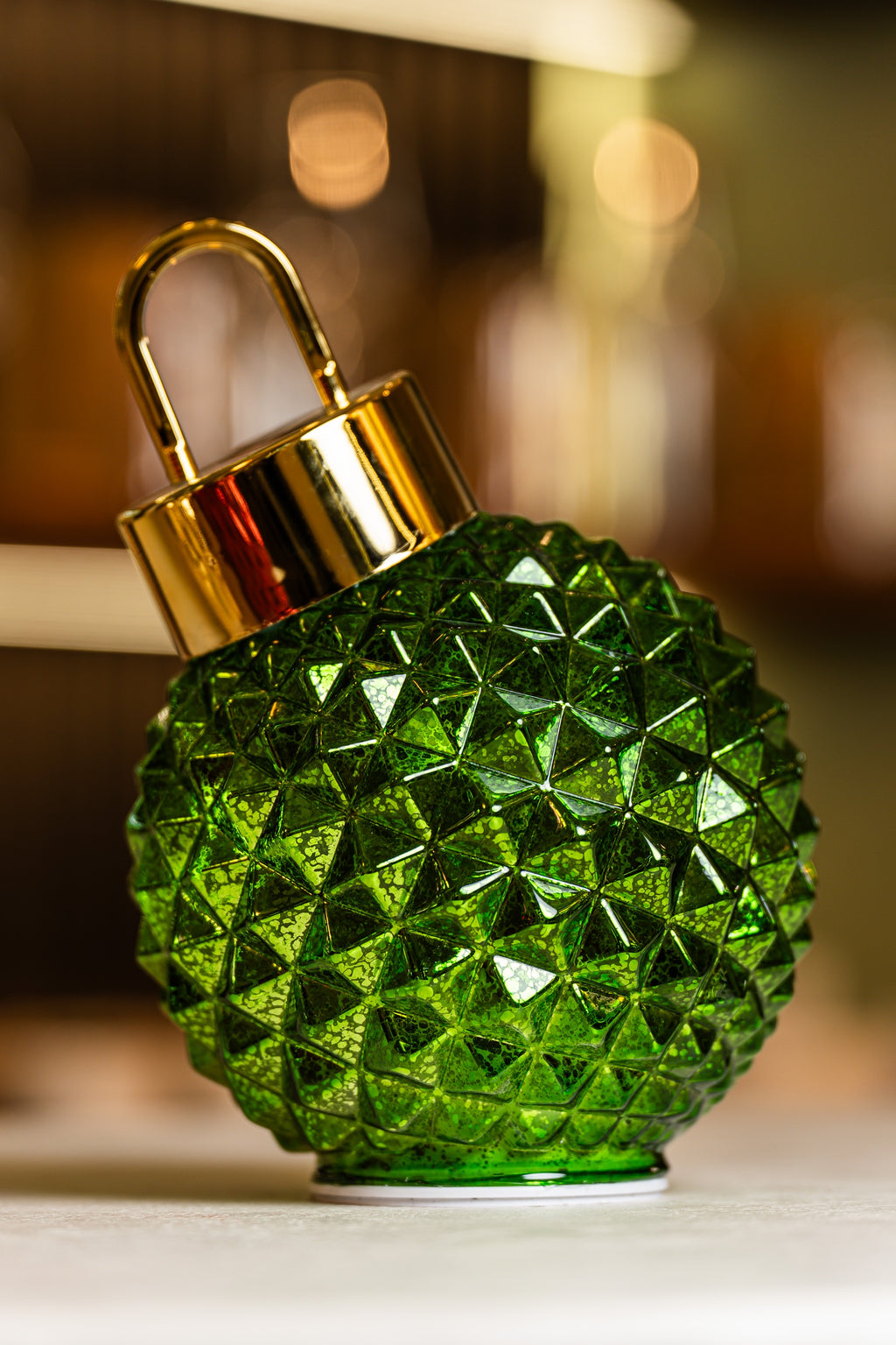 Xmas Green Glass Bauble With Led Light