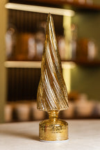 Xmas Gold Glass Tree With Led Light