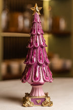 Pink Resin Christmas Tree With Gold Star & Details
