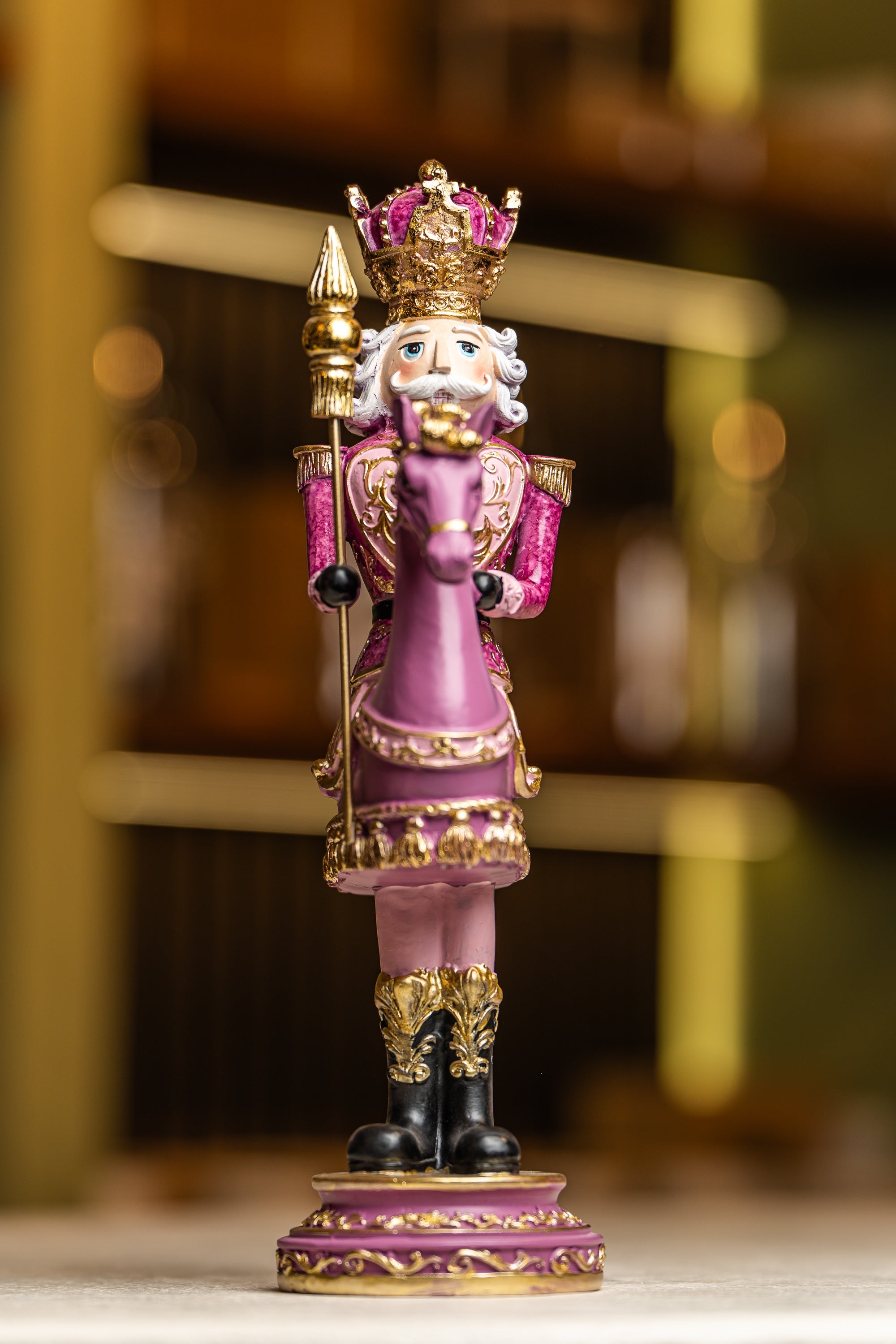 Xmas Pink Resin Nutcracket Riding A Horse