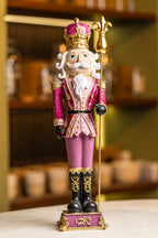 XMAS Pink Resin Nutcracker Holding a Scepter