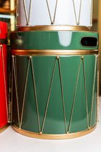 Xmas Set of 3 - Red/Green/White Metal Box With Drum Design