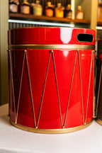 Xmas Set of 3 - Red/Green/White Metal Box With Drum Design