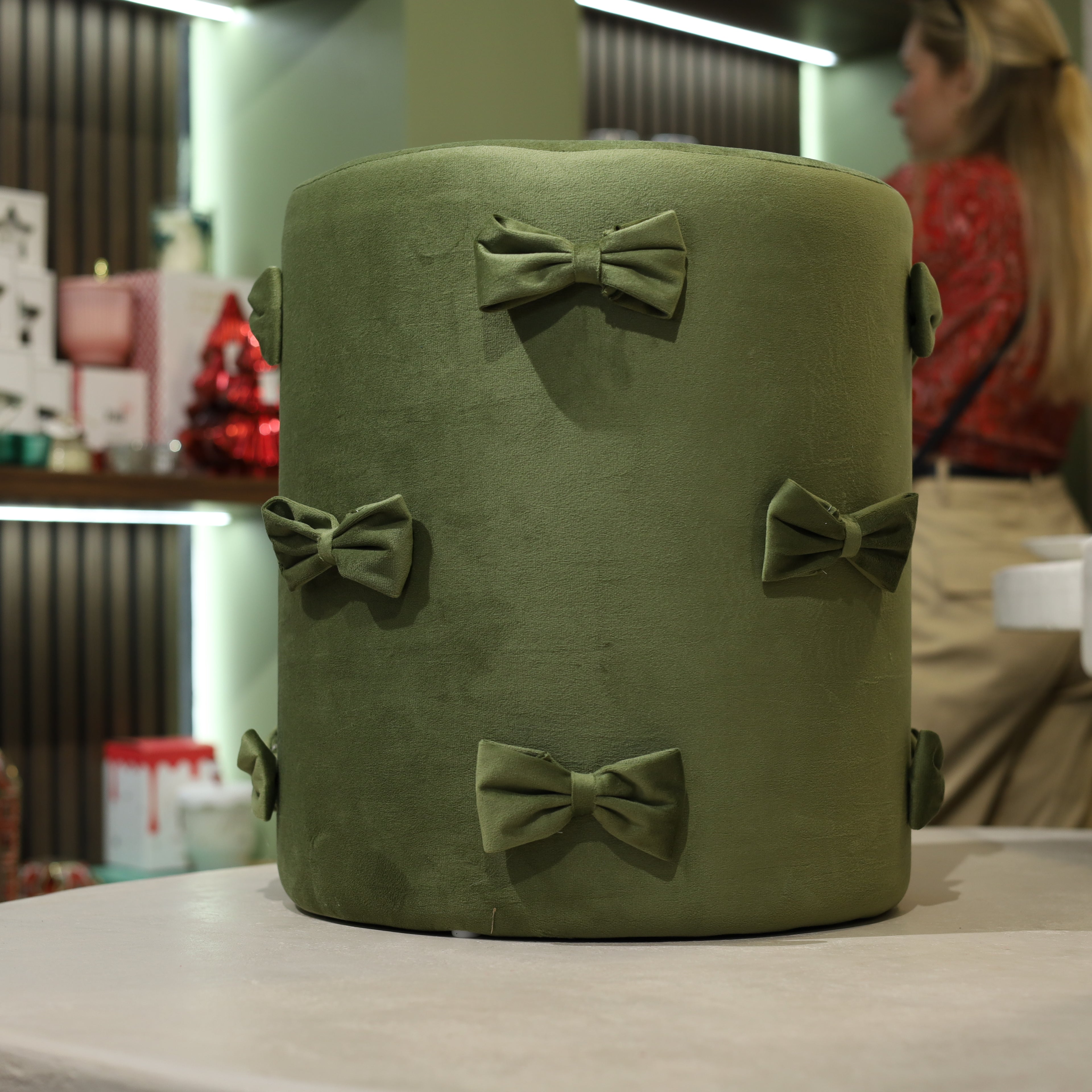 Bow Velvet Pouffe