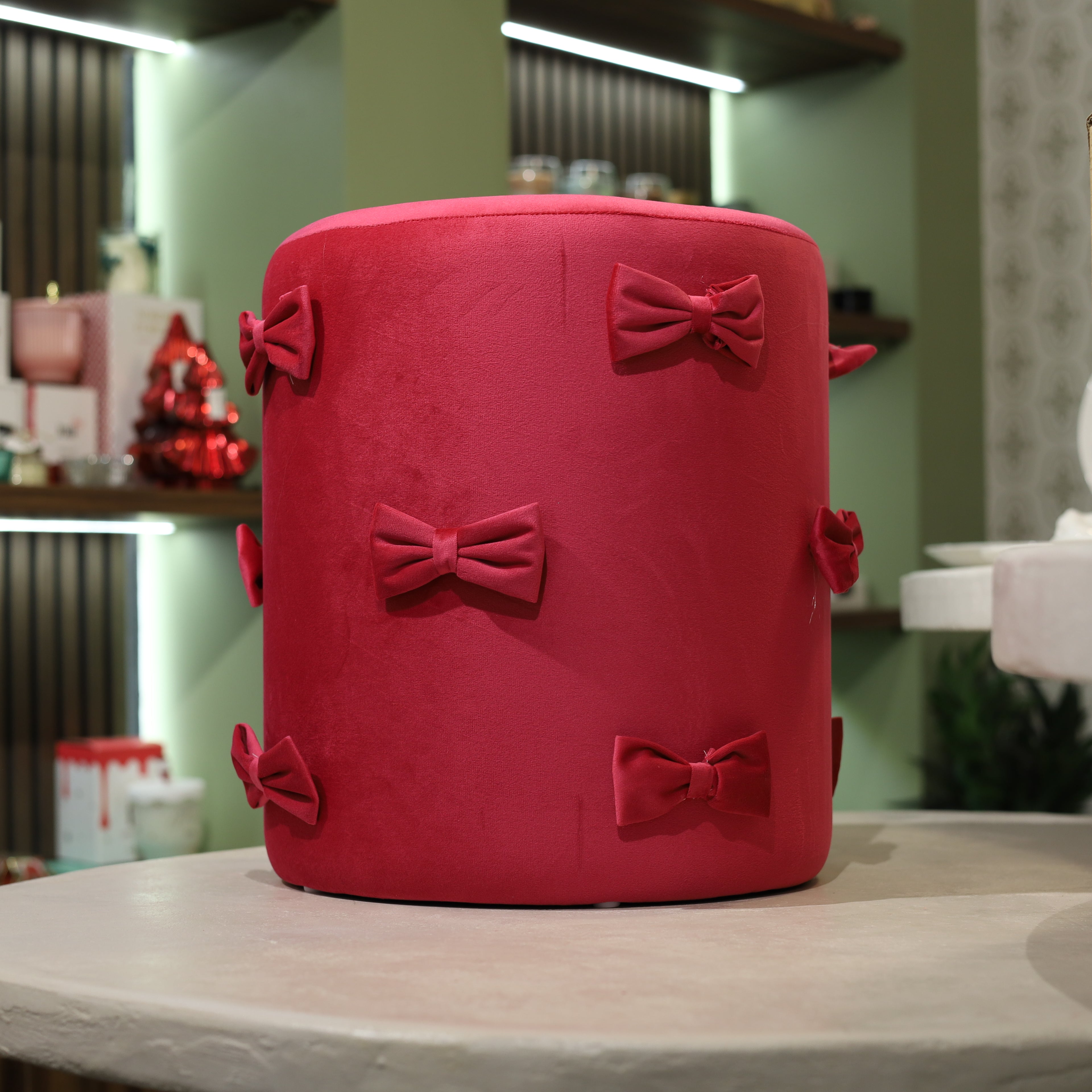 Bow Velvet Pouffe