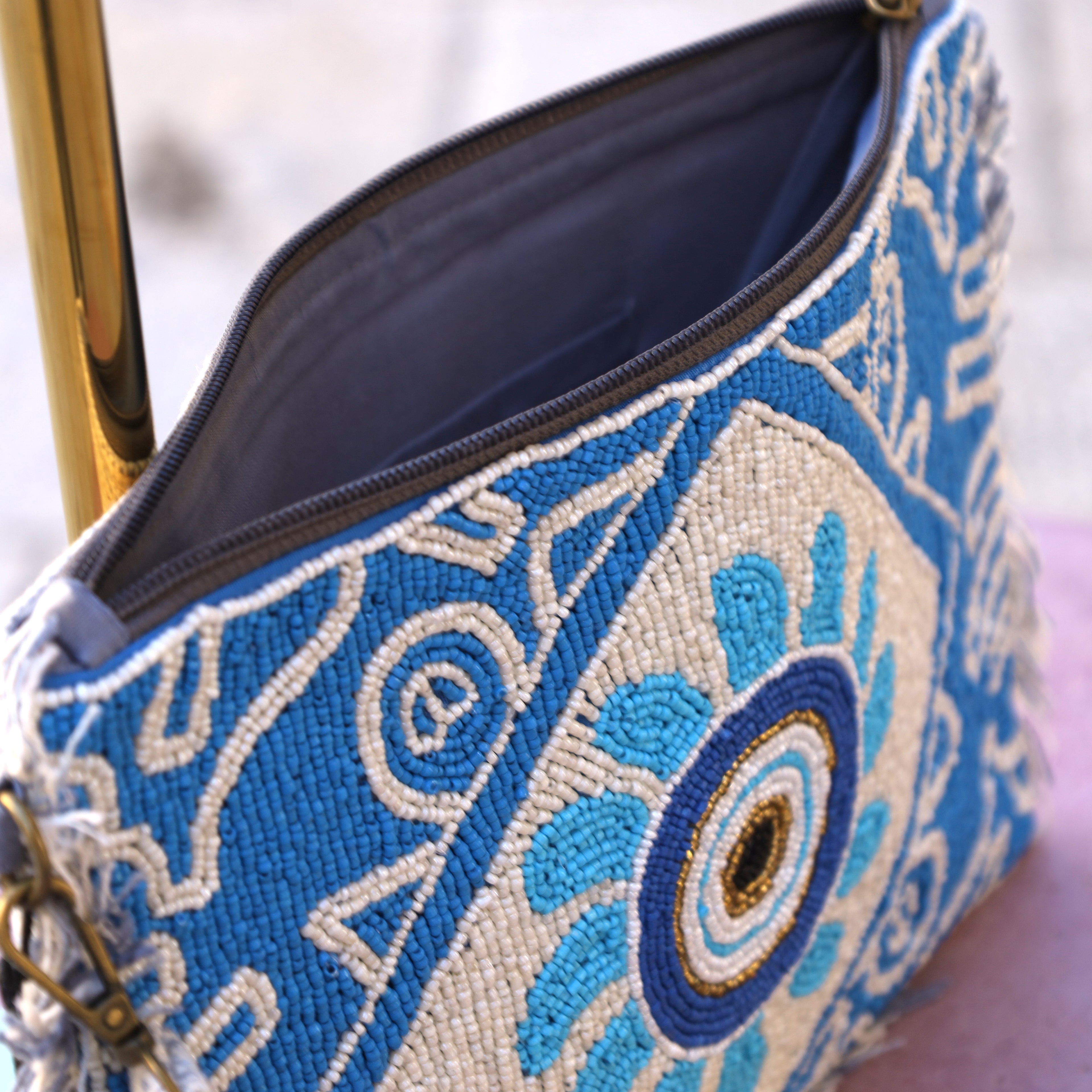 Blue Viscose Evening Bag – Designed for Special Occasions