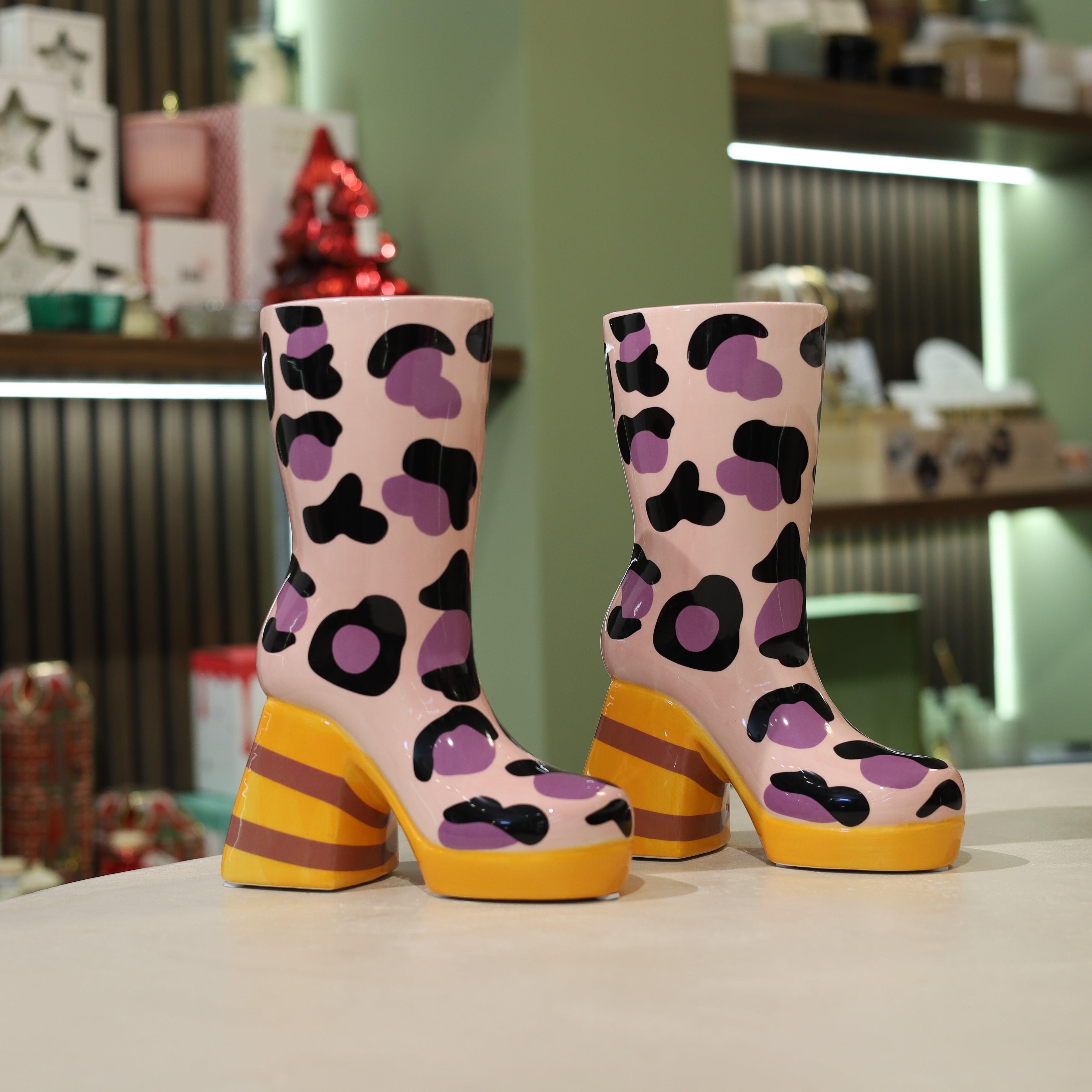 Boot Leopard Vase