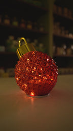 Xmas Red Glass Bauble With Led Light